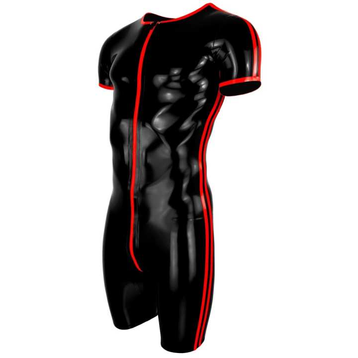 Catsuit Short Suit 2 STRIPES Latex Laser Edition